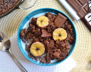Шоколадная овсянка с бананом