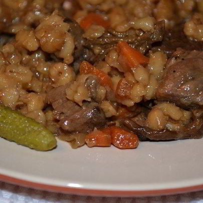 Каша перловая с говядиной