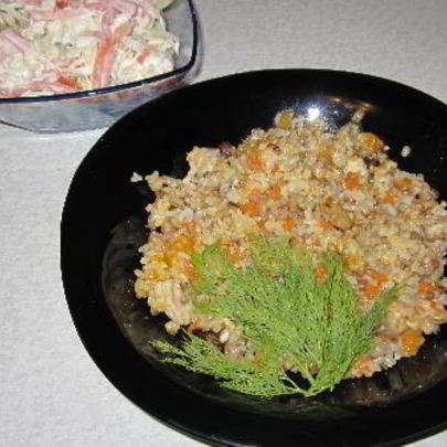 Каша с курицей и курагой