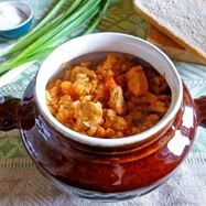 Рецепт Каши с мясом в горшочке в духовке перловая