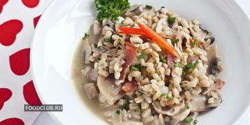 перловая каша с грибами и беконом