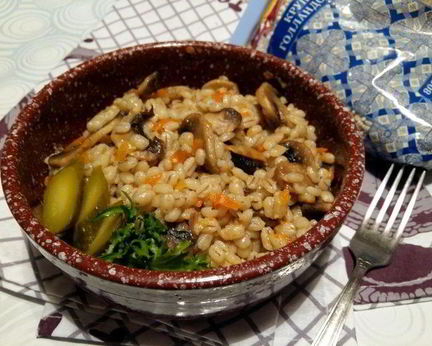 Перловая каша с грибами в духовке