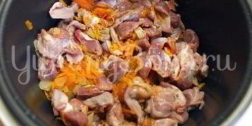 перловая каша с куриными желудочками в мультиварке