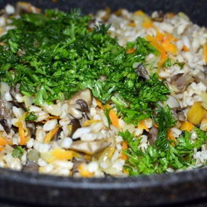 Перловка с вешенками