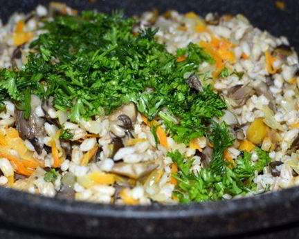 Перловка с вешенками