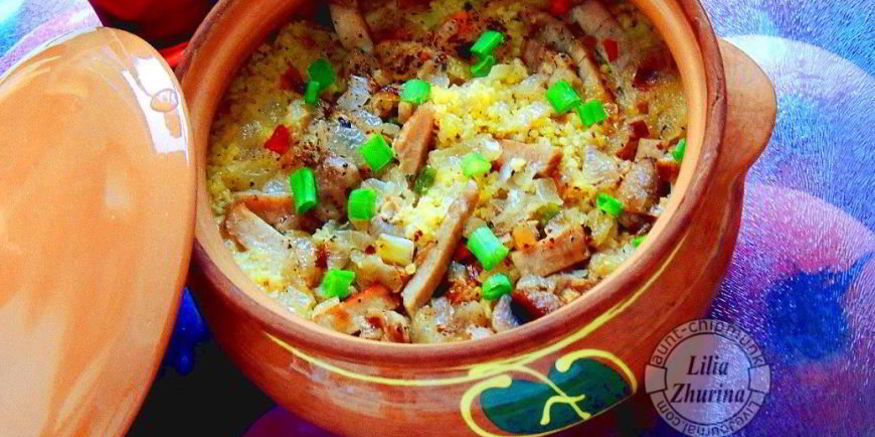 Рецепт каши пшенной с бужениной в горшочках