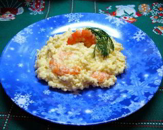 Каша пшенная с креветками