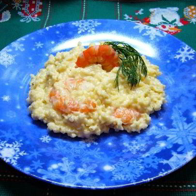 Каша пшенная с креветками