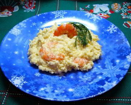 Каша пшенная с креветками