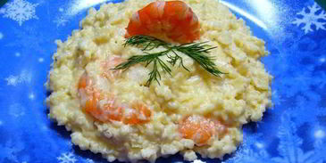 каша пшенная с креветками