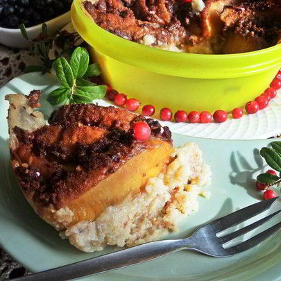 Каша пшенная, запеченная под персиком