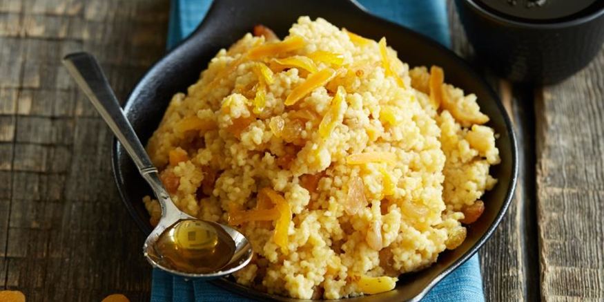 Рецепт пшенной каши с изюмом, курагой и урбечем