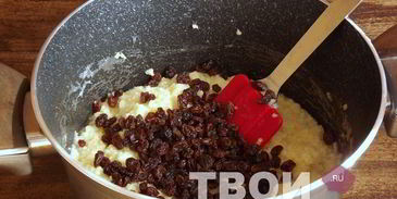 пшенная каша с творогом и изюмом