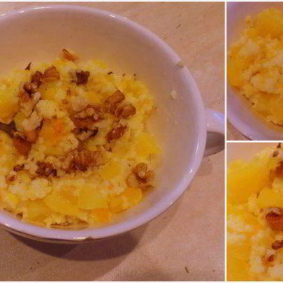 Пшенная каша с тыквой и апельсином на пару