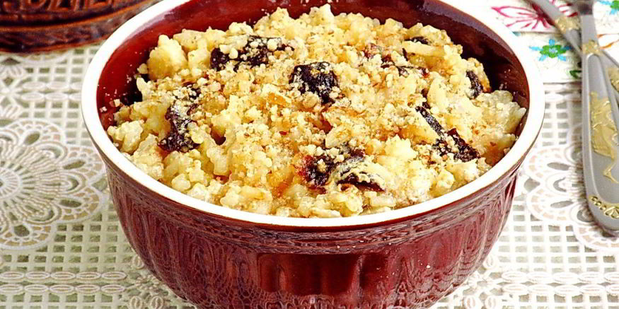 Рецепт рисовой каши с черносливом и орехами в мультиварке