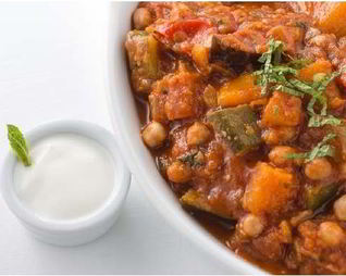 Таджин с нутом и баклажанами