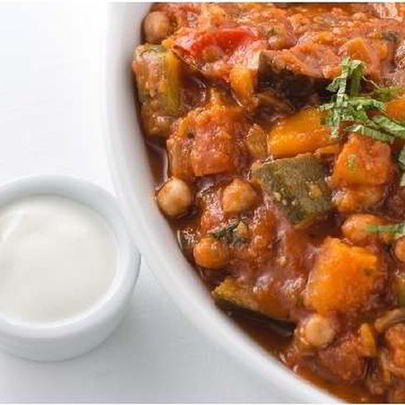 Таджин с нутом и баклажанами