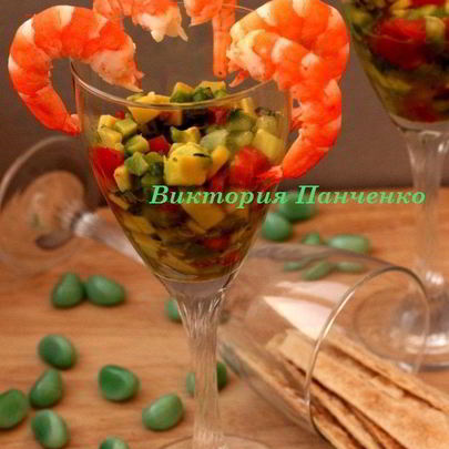 Креветочный коктейль с гуакамоле Киви дайкири