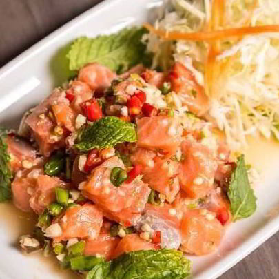 Семга мохито с салатом из фенхеля