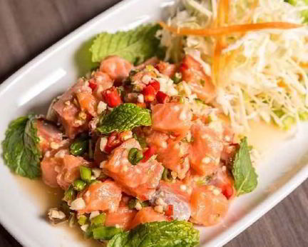 Семга мохито с салатом из фенхеля