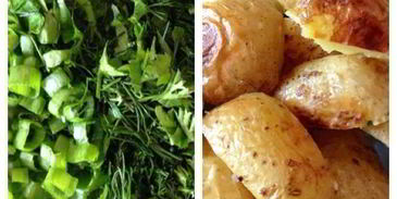 картофельный салат с заправкой из феты