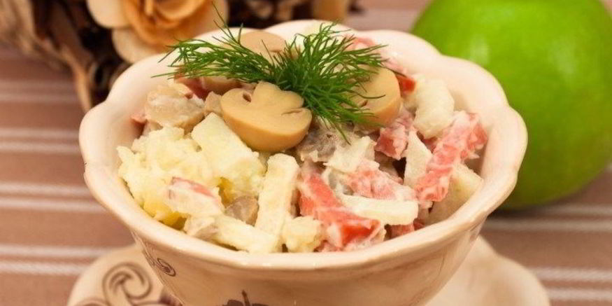 Рецепт салата из картофеля и грибов