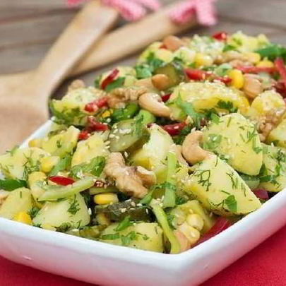 Салат из картошки с луком — пореем и паприкой