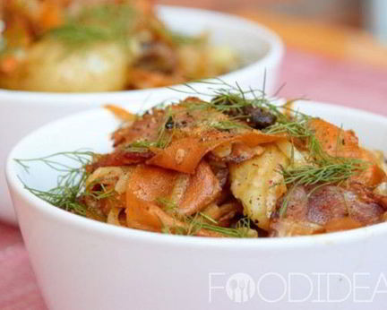 Теплый салат с картофелем