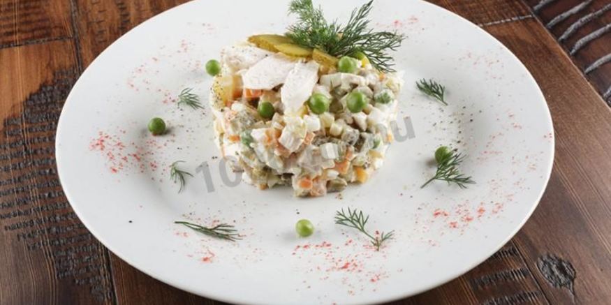 Рецепт классического оливье с курицей