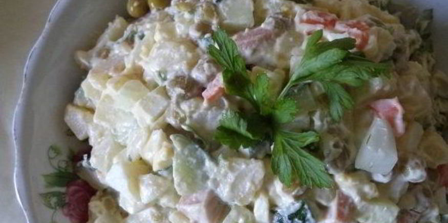 Рецепт оливье классический со свежим огурцом