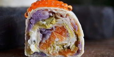 оливье с рыбой в рулете