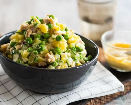 Оливье с яблочным майонезом