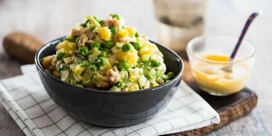 Рецепт оливье с яблочным майонезом