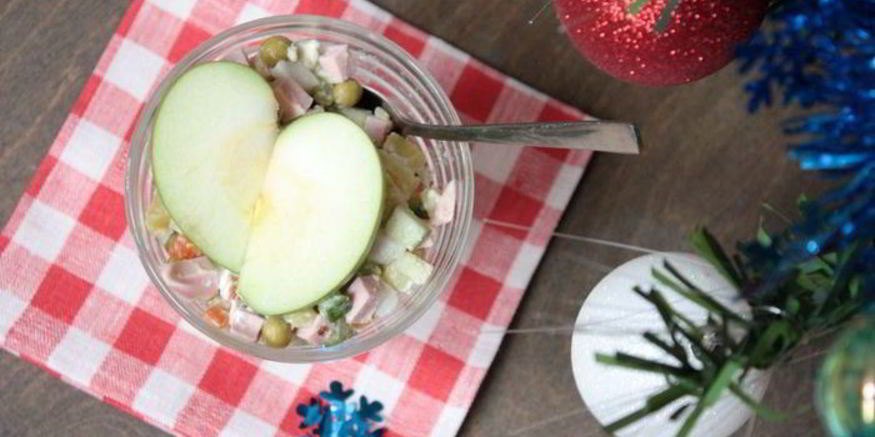 Рецепт оливье с зеленым яблоком