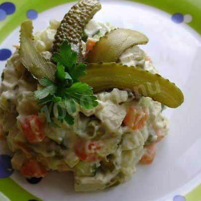 Постный салат оливье с тофу