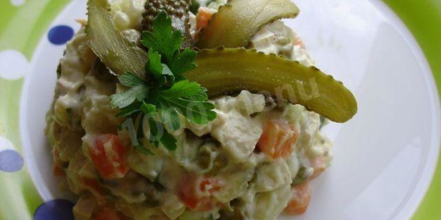 Рецепт постного салата оливье с тофу