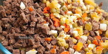 салат оливье с говядиной