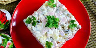 салат оливье с колбасой без моркови