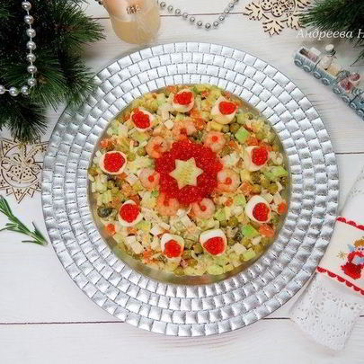 Современный оливье с авокадо