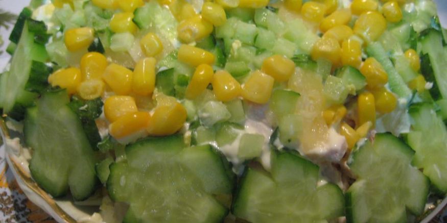 Рецепт салата из курицы с ананасом и огурцом