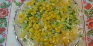 салат из курицы с ананасом и огурцом