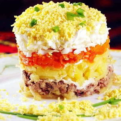 Мимоза с консервой