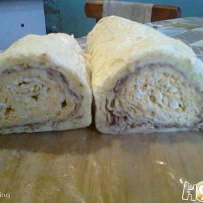 Мимоза в рулете из лаваша