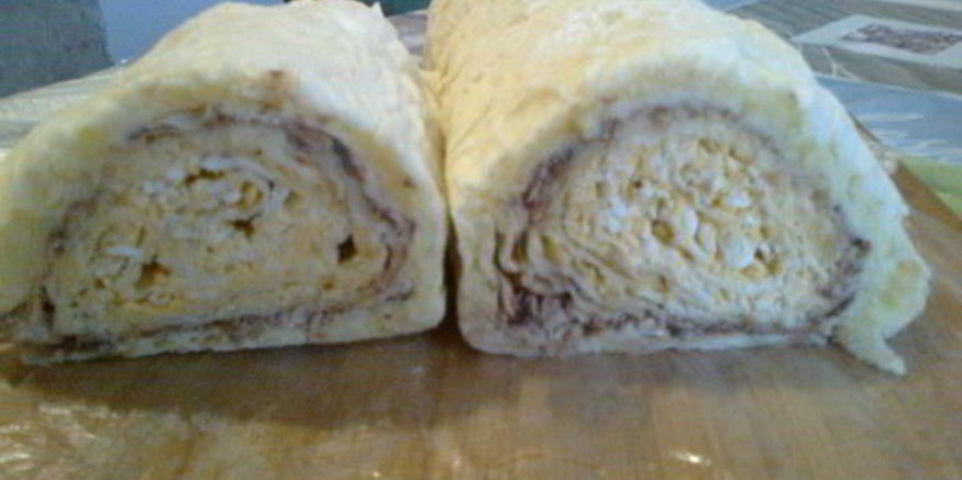 Рецепт мимозы в рулете из лаваша