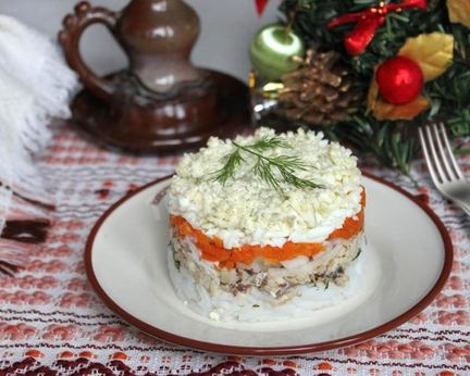 Салат мимоза классический с рисом