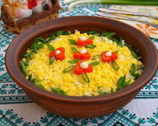 Салат мимоза с горбушей классический