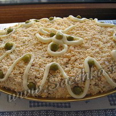 Салат Мимоза с горбушей