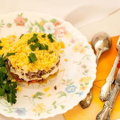 Салат мимоза с грибами