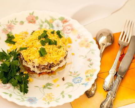 Салат мимоза с грибами