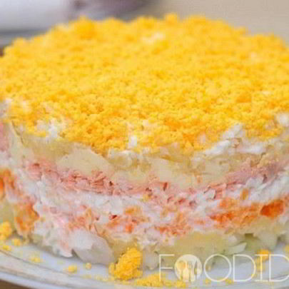 Салат Мимоза с картошкой